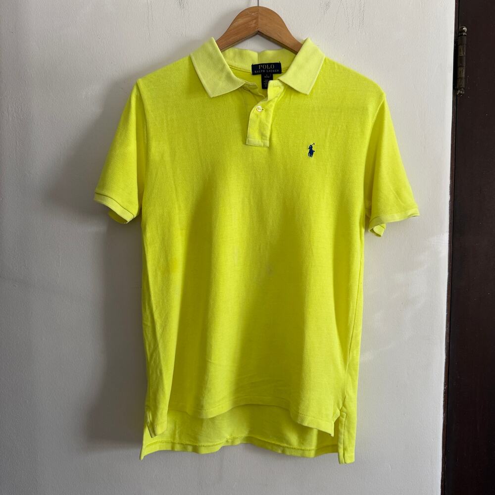 POLO Ralph Lauren | Neon Yellow Blue Pony Polo Shirt | Boys Size Large